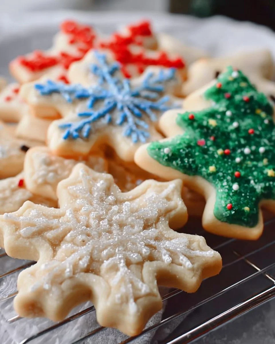 Batch of soft cutout sugar cookies decorated with colorful icing