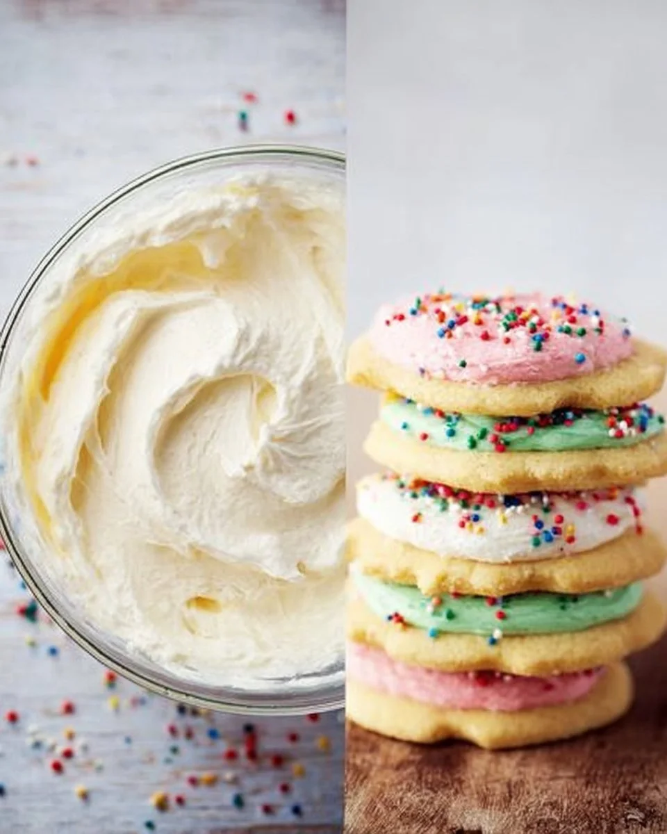 Delicious sugar cookie frosting on freshly baked cookies