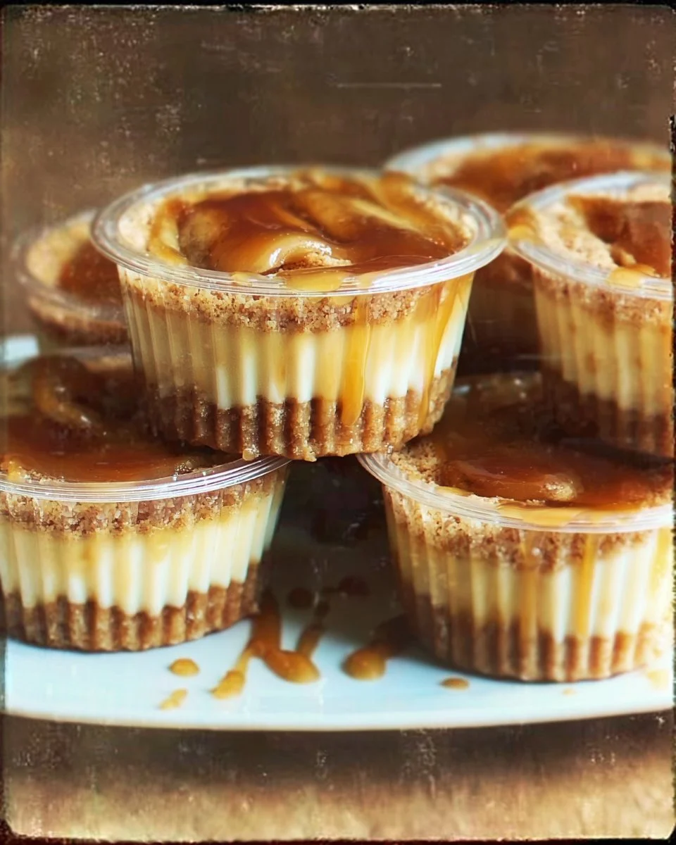 Caramel apple dessert cups featuring layers of creamy caramel and fresh apple slices.