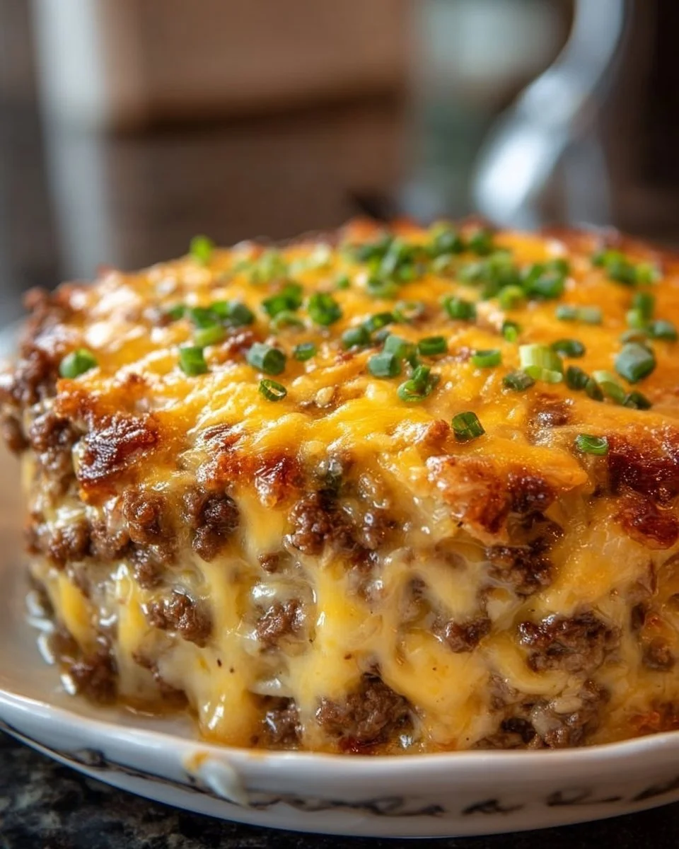 Delicious Cattle Drive Casserole served in a rustic dish with fresh ingredients.