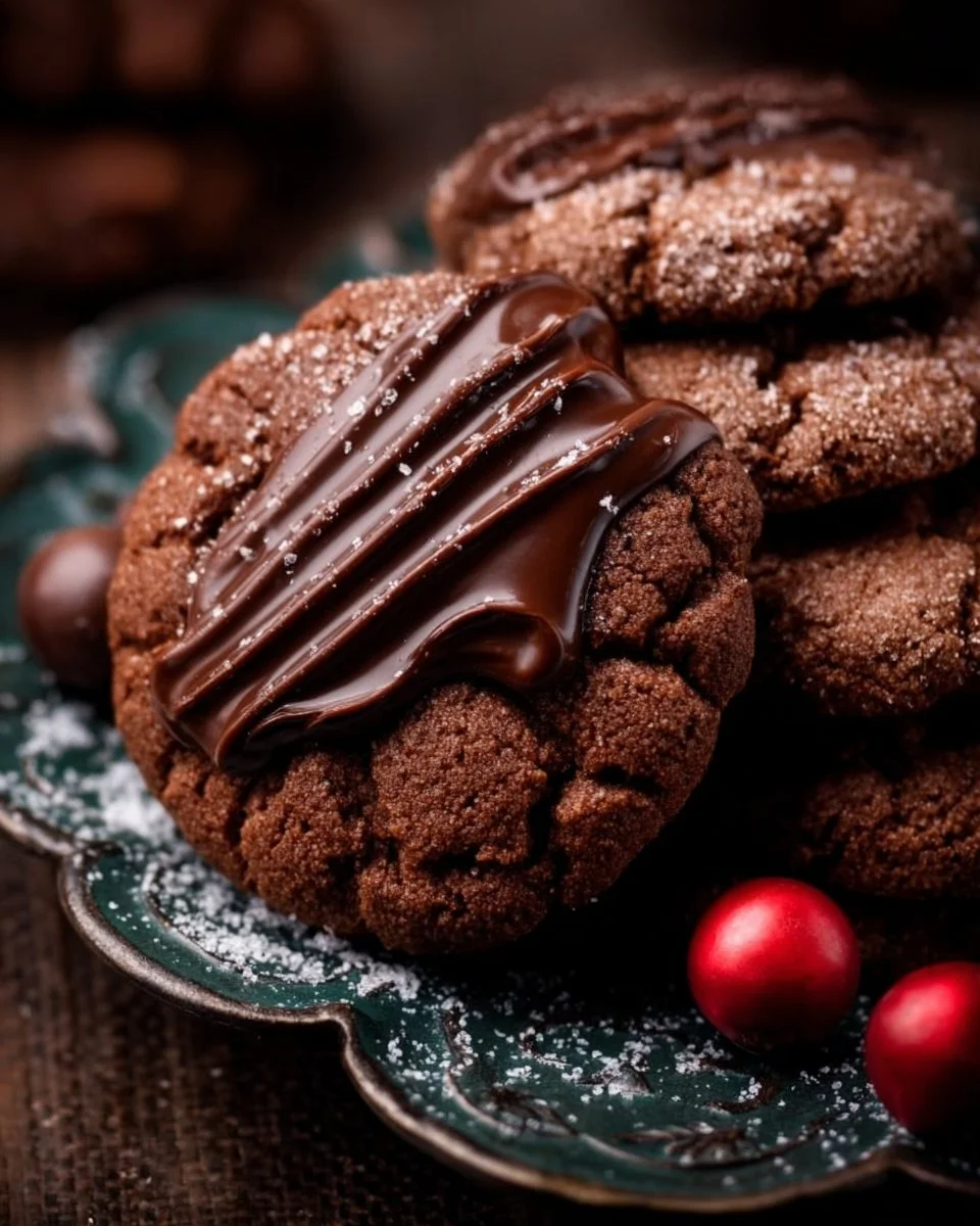 Freshly baked chocolate butter cookies on a plate