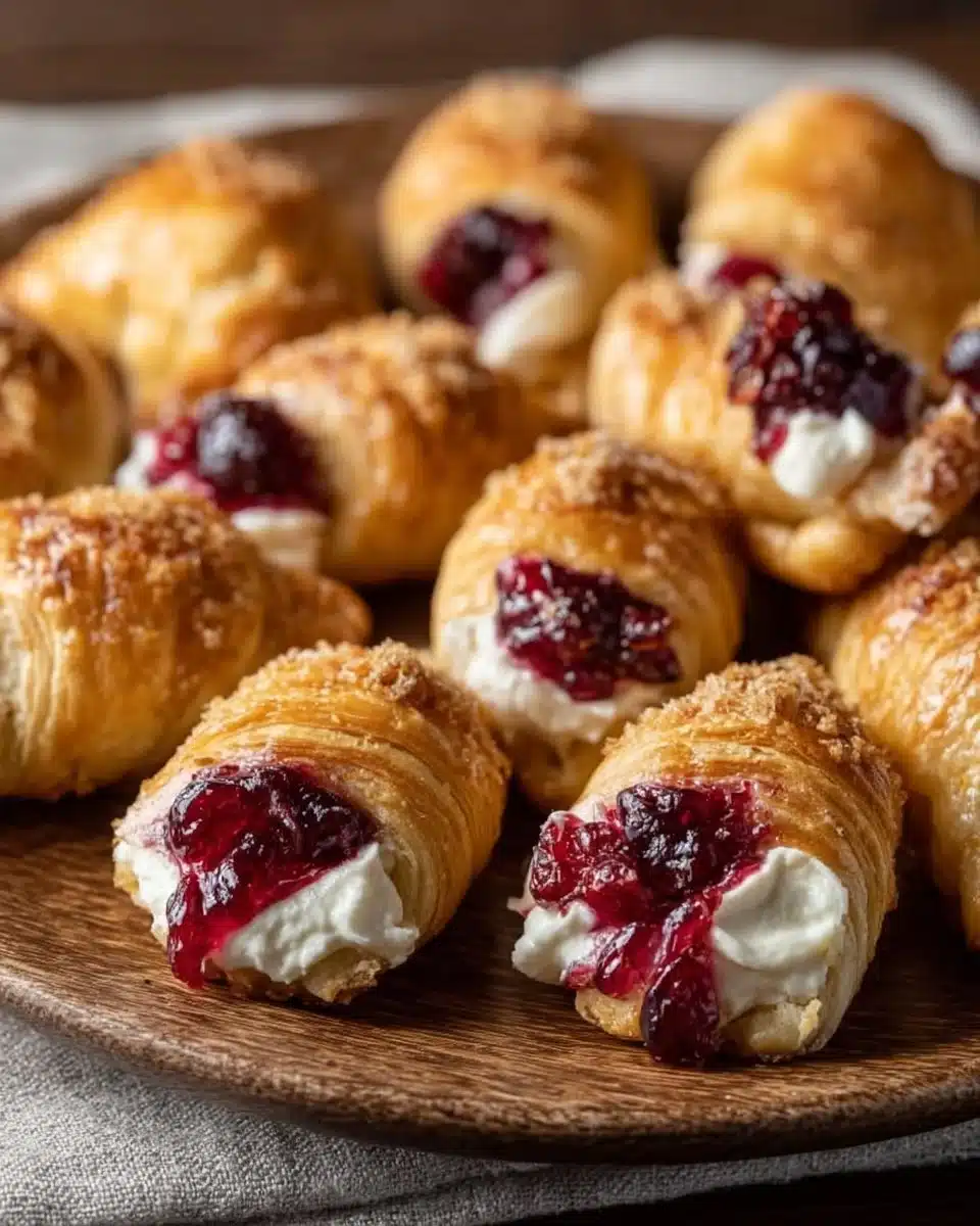 Cranberry Cream Cheese Bites on a platter, ready to serve.