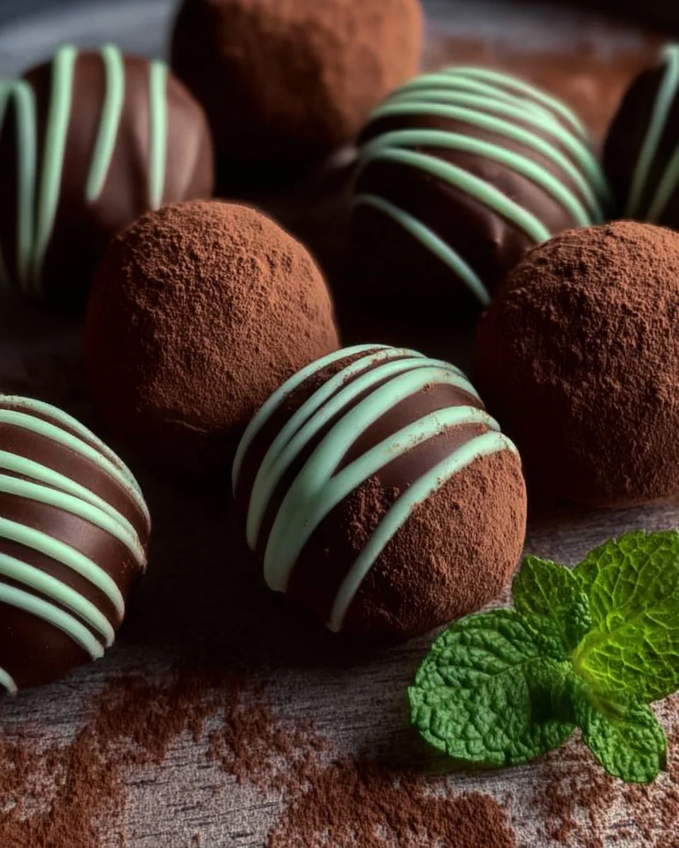 Creamy Andes mint chocolate truffles ready to be enjoyed