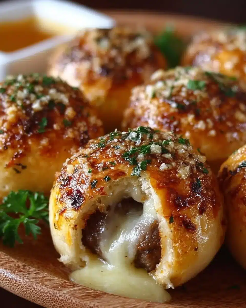 Garlic Parmesan Cheeseburger Bombs - delicious and cheesy appetizer recipe