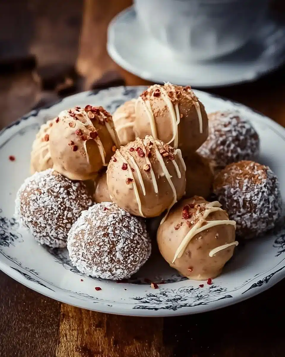 Delicious homemade gingerbread truffles on a festive plate