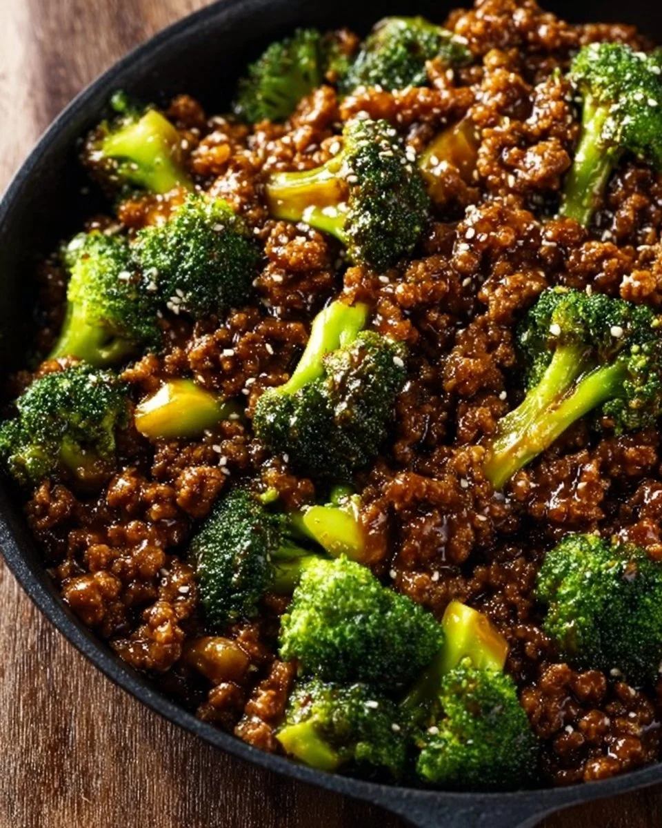Honey garlic beef with broccoli in a bowl for a quick dinner recipe