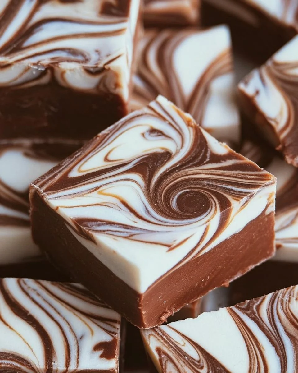 Delicious marshmallow swirl fudge with a creamy texture and swirls of marshmallow