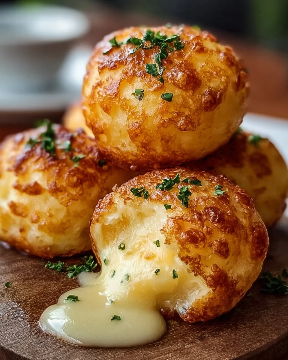Delicious Mashed Potato Cheese Puffs served on a plate, perfect for snacking.