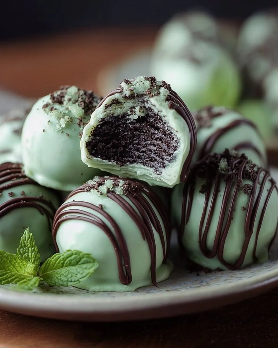 Delicious Mint Oreo Truffles with a creamy mint filling and chocolate coating