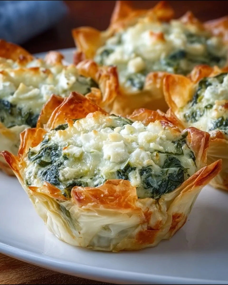 Spinach and Artichoke Dip Cups served on a platter