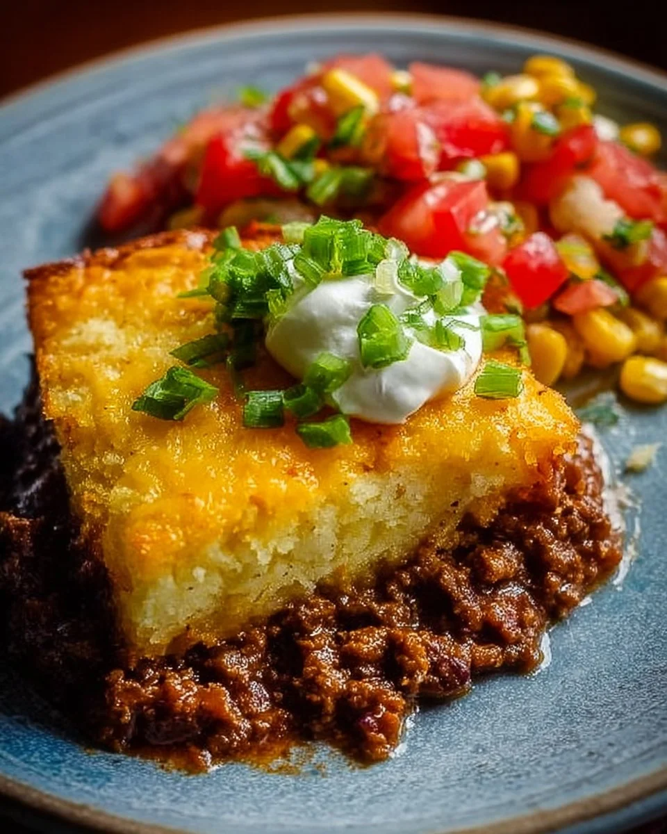 Hearty Texas Tamale Pie with cornmeal topping and savory fillings