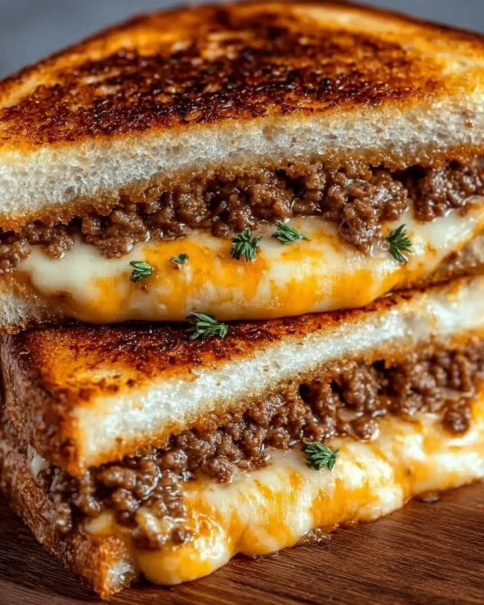 Ultimate Cheesy Ground Beef Melt with gooey cheese and savory flavors