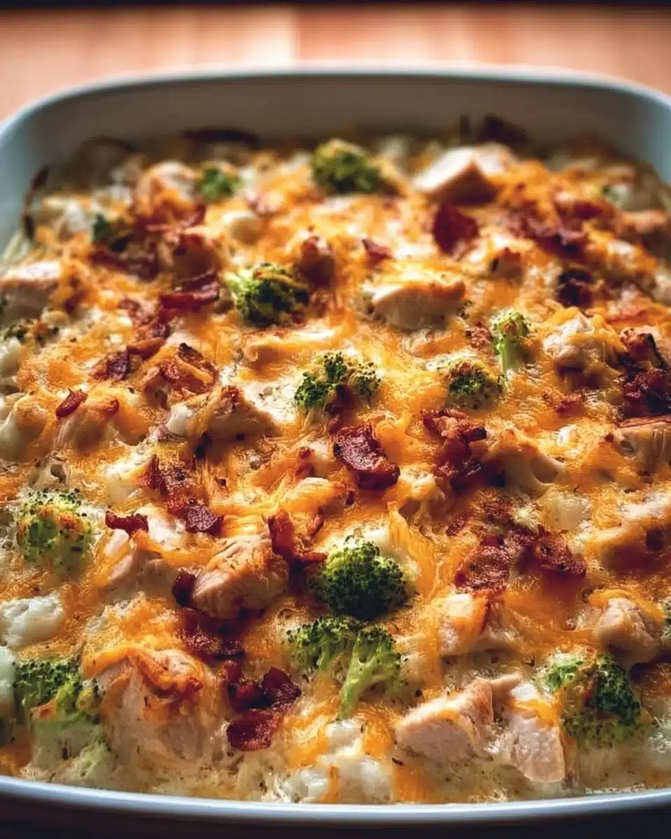 Creamy Low Carb Chicken Casserole made with tender chicken and rich sauce