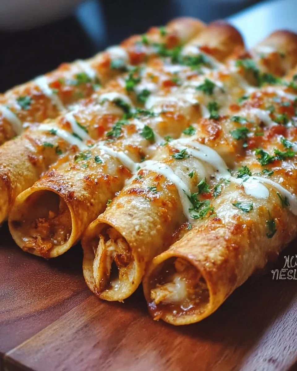 Delicious crispy chicken taquitos served with salsa and guacamole
