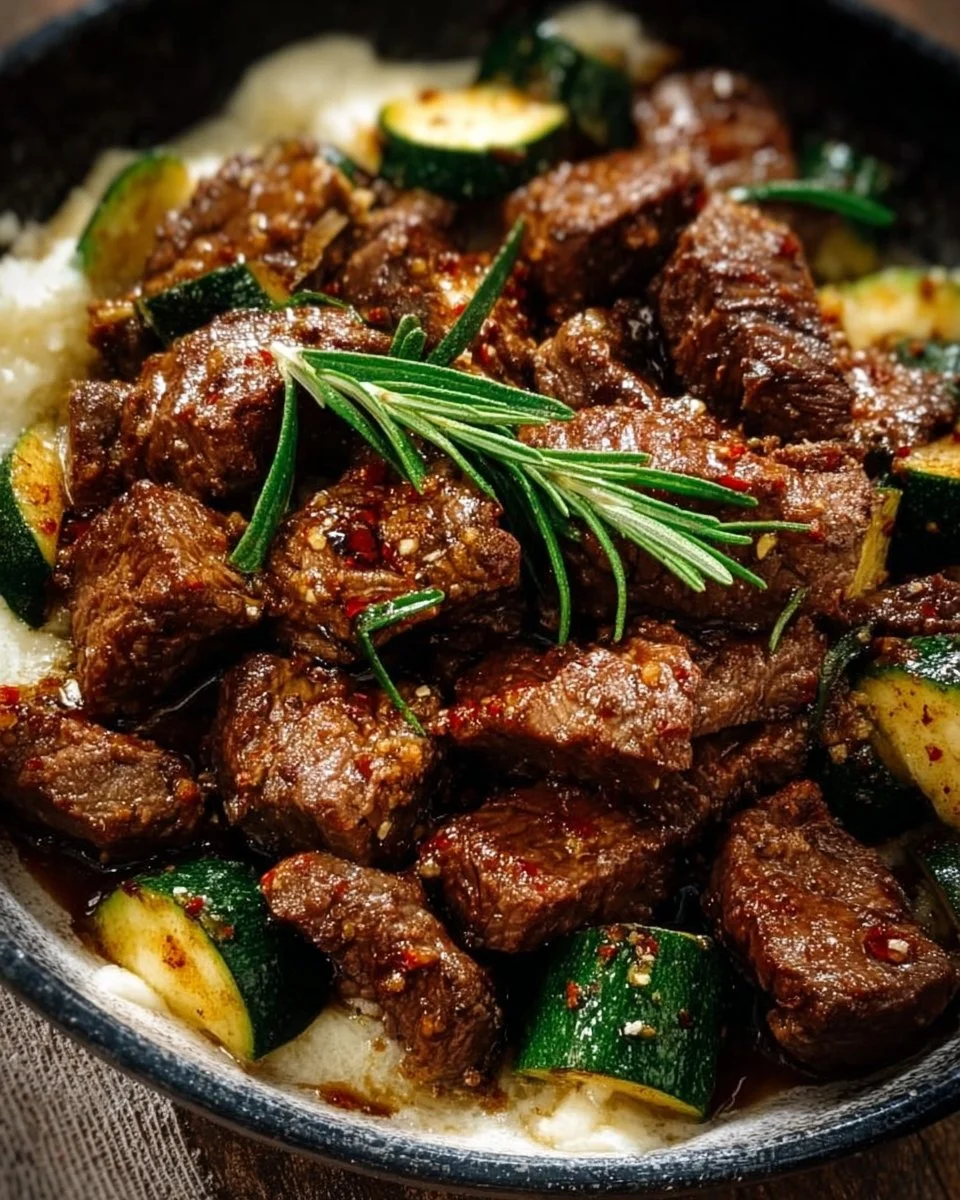 Delicious Garlic Butter Steak Bites served in a skillet, ready to eat.