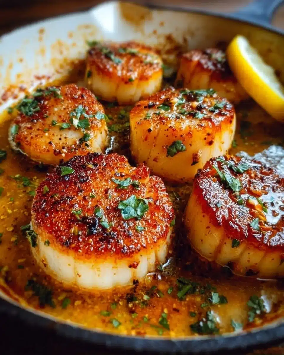 Gordon Ramsay's delicious pan seared scallops served on a plate