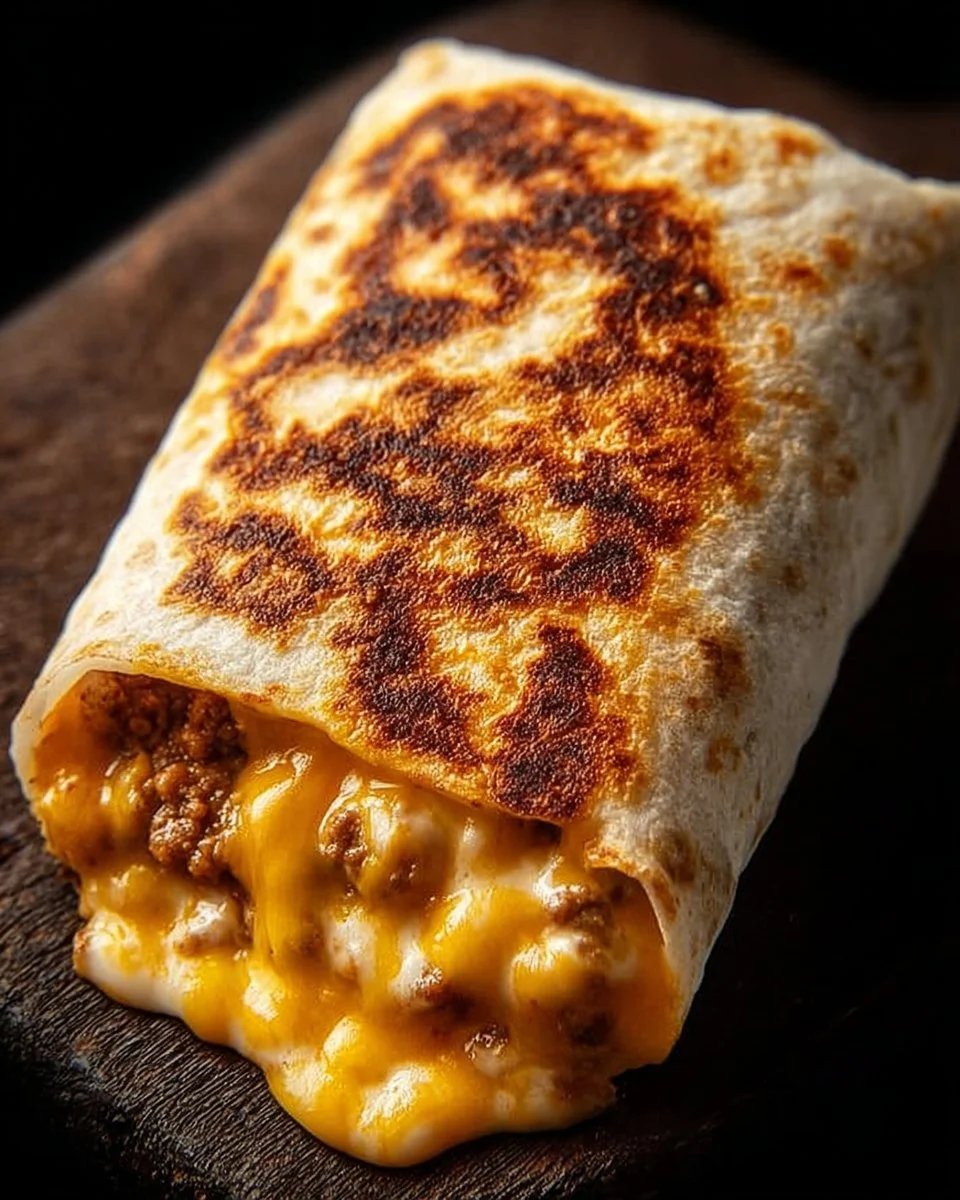 Delicious grilled cheese burrito with melted cheese and warm tortilla
