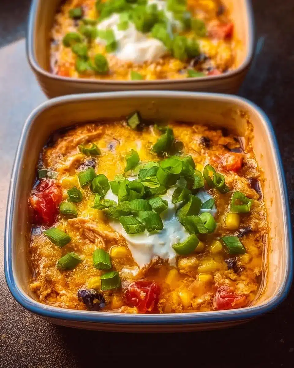 High-Protein Chicken Enchilada Bowls with delicious toppings
