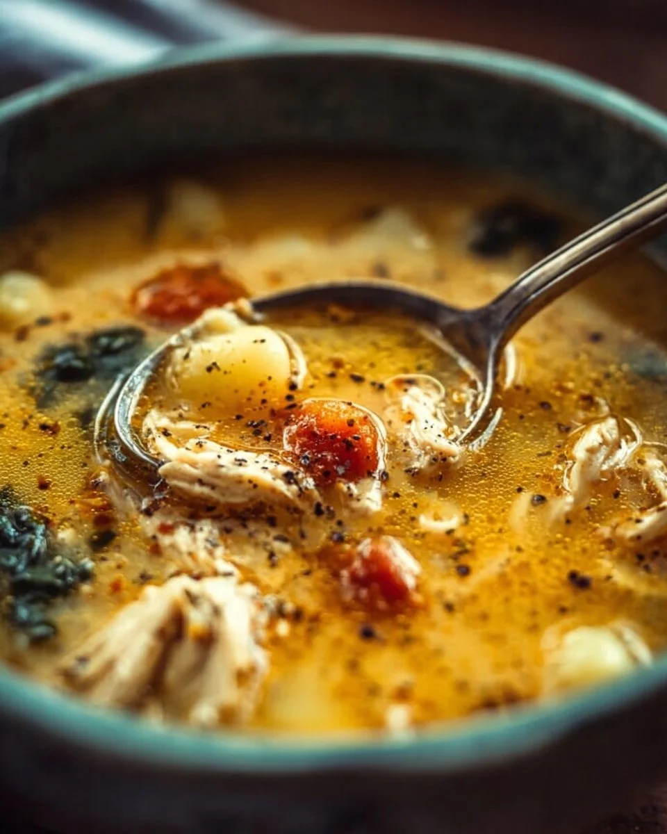 Bowl of Marry Me Chicken Soup with fresh ingredients, perfect comfort food.