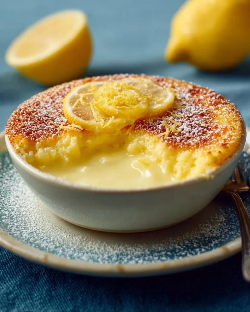 Delicious one-bowl lemon dessert served in a bright, fresh presentation