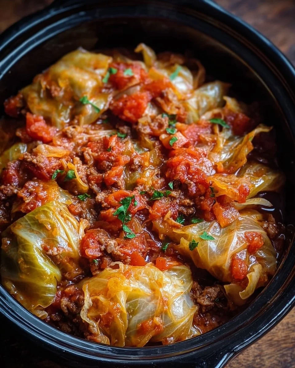 Delicious slow cooker unstuffed cabbage rolls served in a bowl