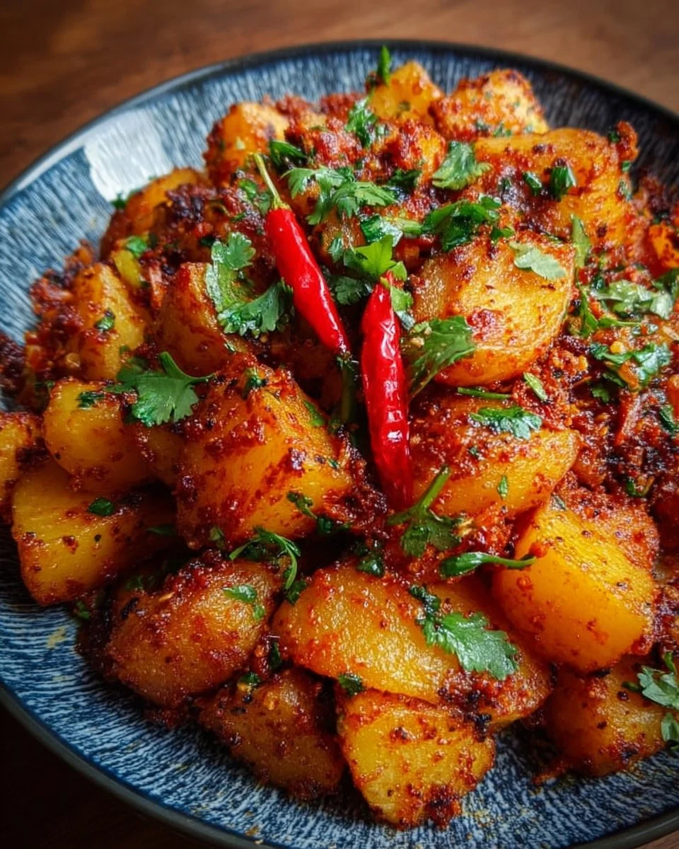 Delicious spicy Mexican-style street potatoes recipe with vibrant toppings