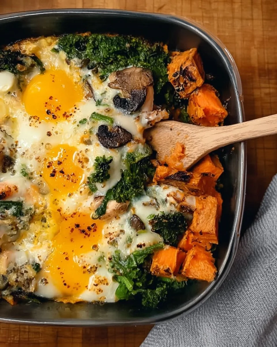 Healthy sweet potato breakfast bowl prepared for meal prep