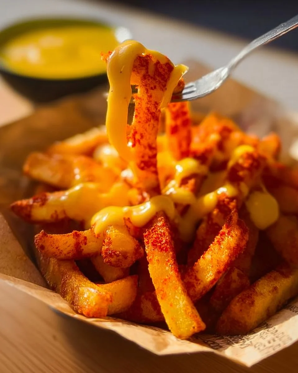 Taco Bell nacho fries served with cheese dip and jalapeños