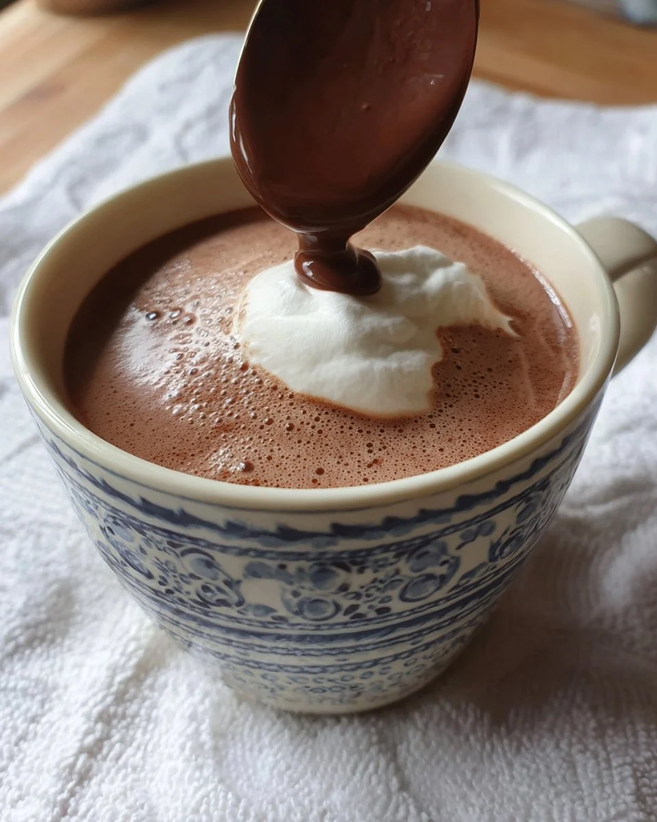 A cozy mug of ultimate hot chocolate topped with whipped cream and chocolate shavings.