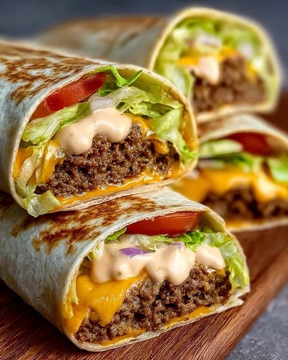 Delicious homemade Big Mac Wraps served on a plate
