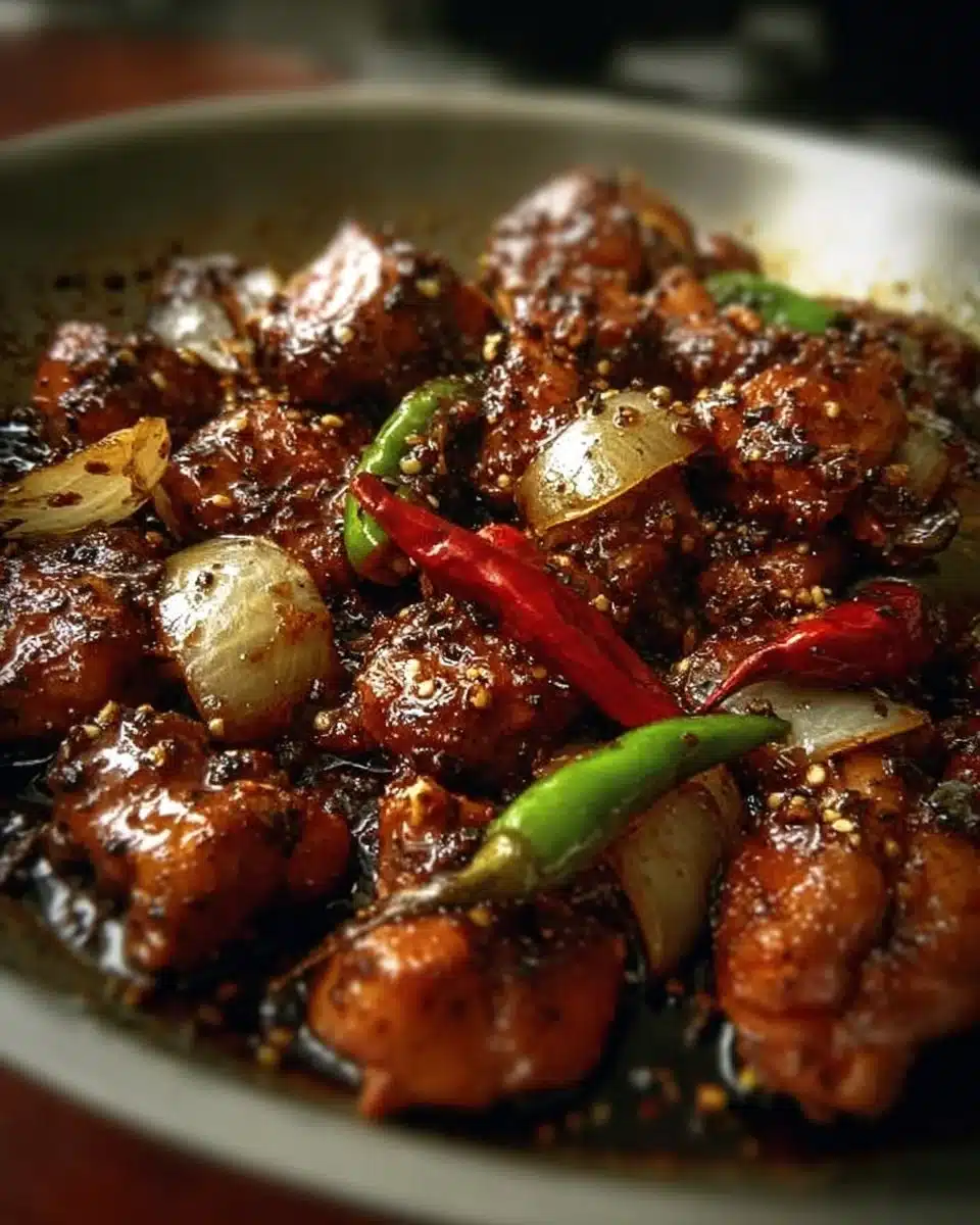 Delicious Black Pepper Chicken dish served with vegetables