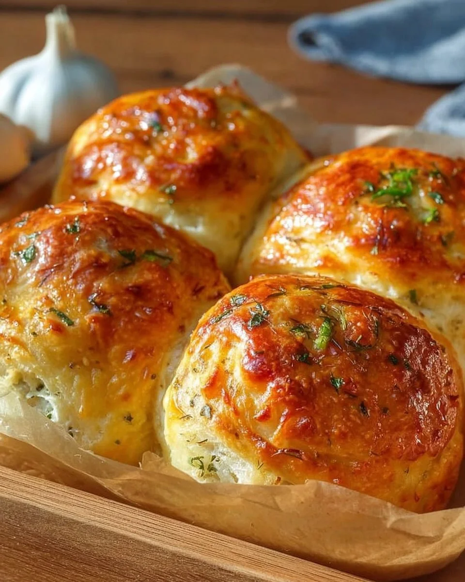 Delicious buttery cheese garlic rolls ready to be served