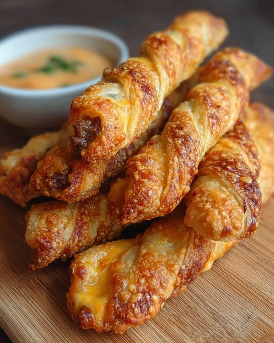 Delicious cheeseburger twists served on a plate with toppings and condiments