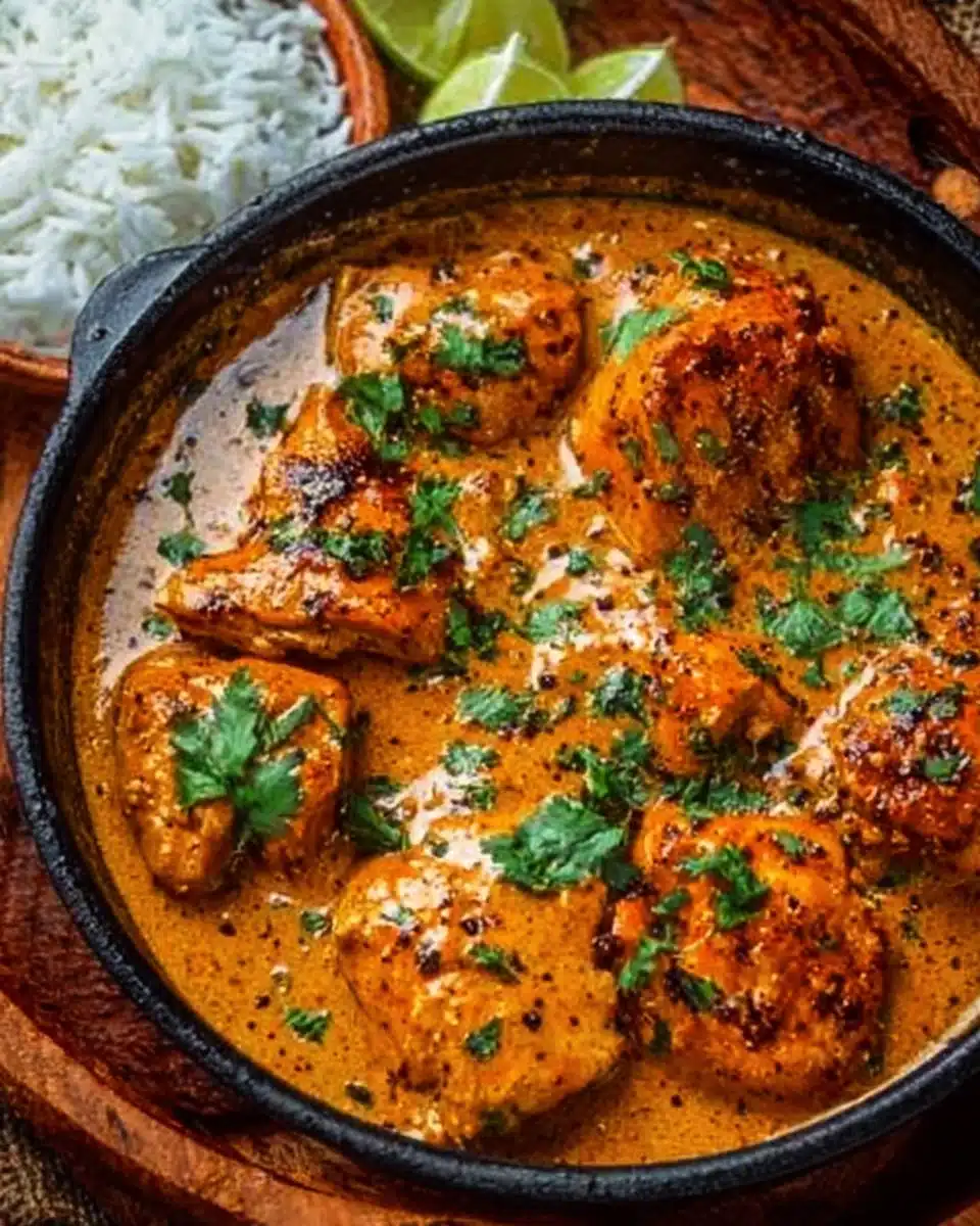 Delicious Cowboy Butter Chicken served with creamy sauce and aromatic spices