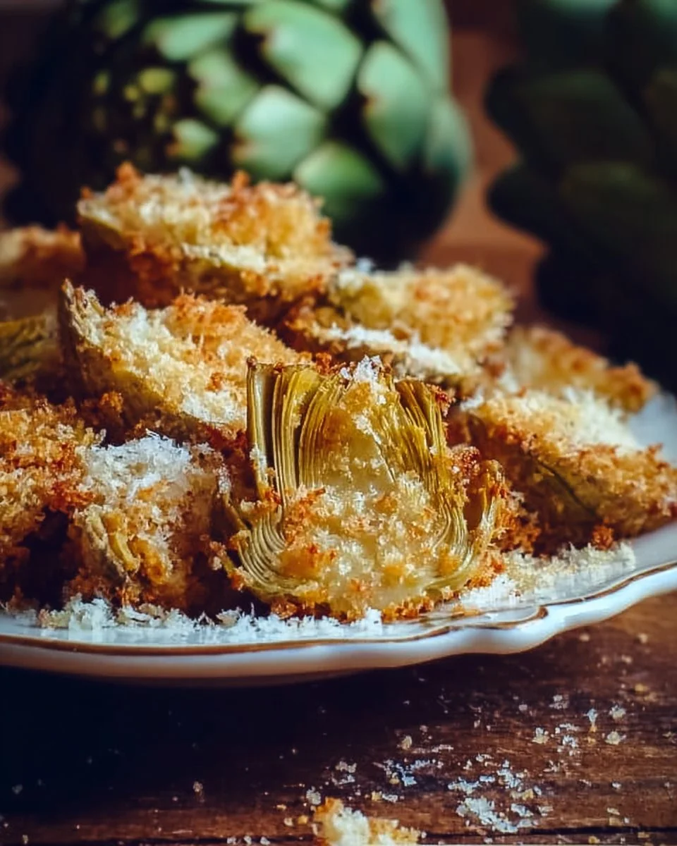 Crispy Parmesan Artichoke Hearts platter with herbs and dipping sauce
