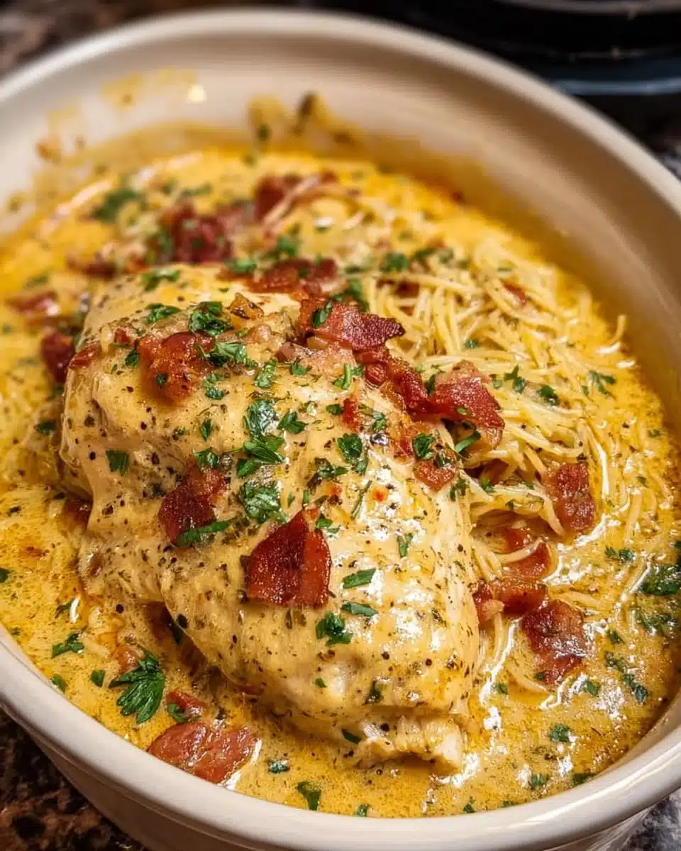 Easy crock pot crack chicken recipe with creamy sauce and shredded chicken