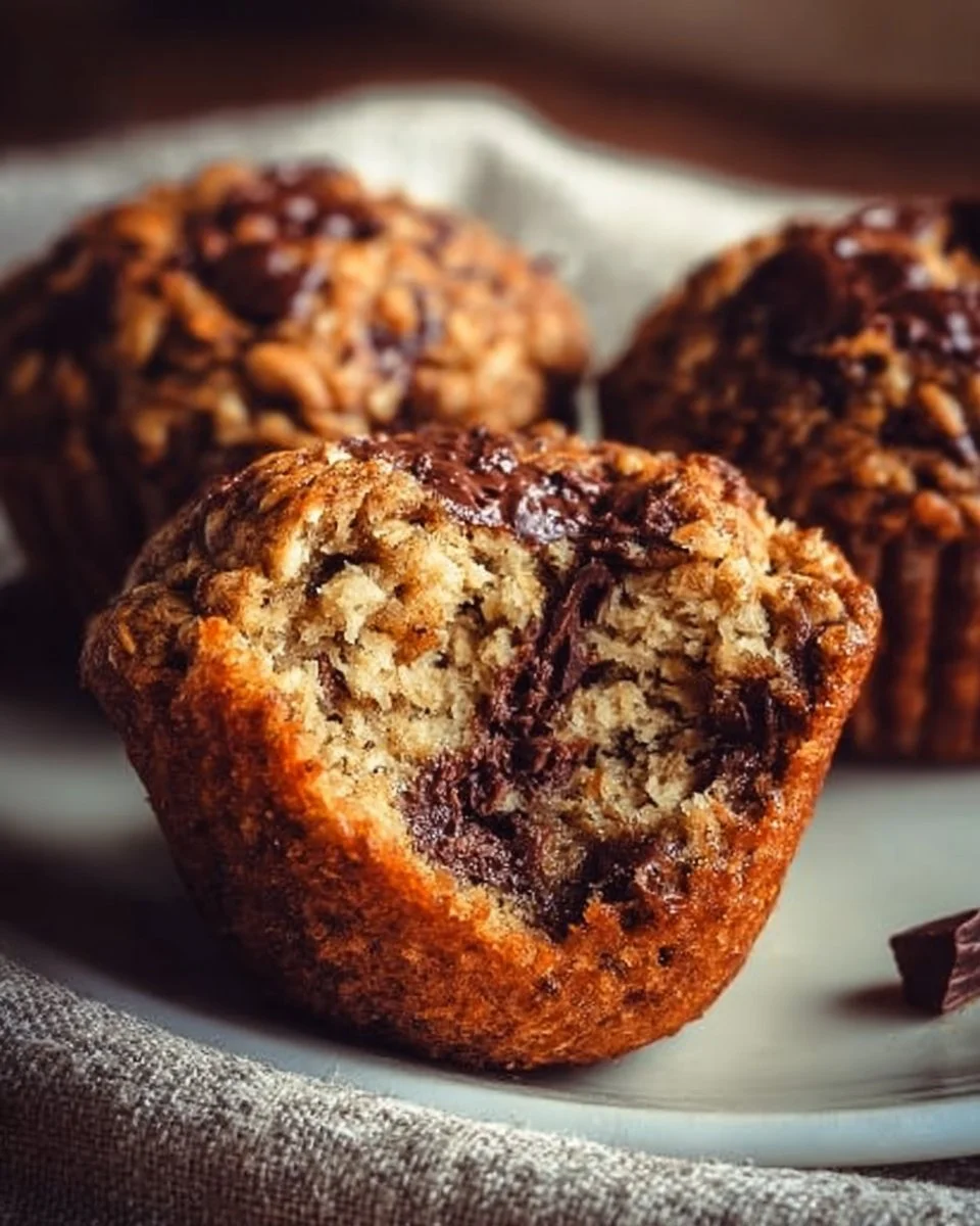 Oatmeal chocolate chip muffins fresh out of the oven, ready for breakfast.