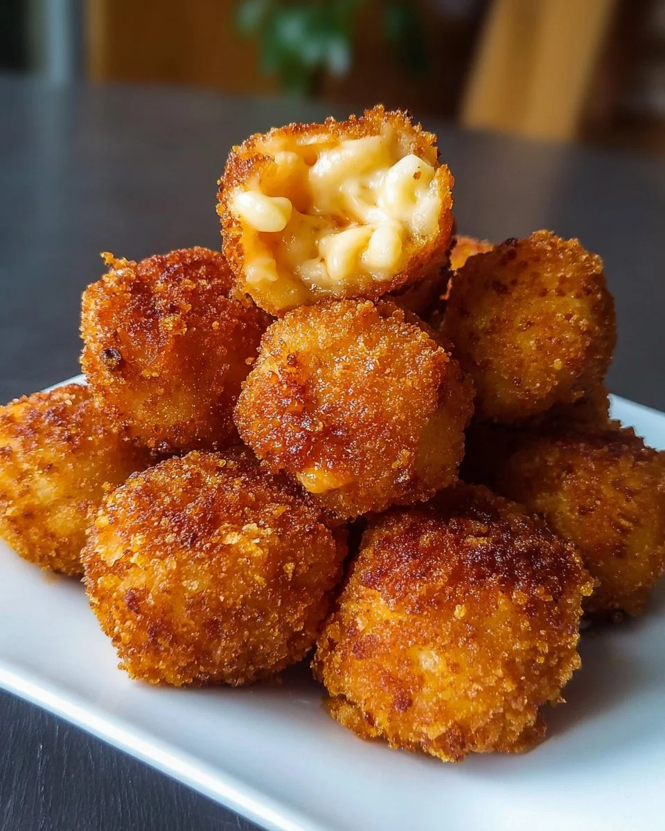 Delicious Fried Mac and Cheese Bites served with a tangy dipping sauce