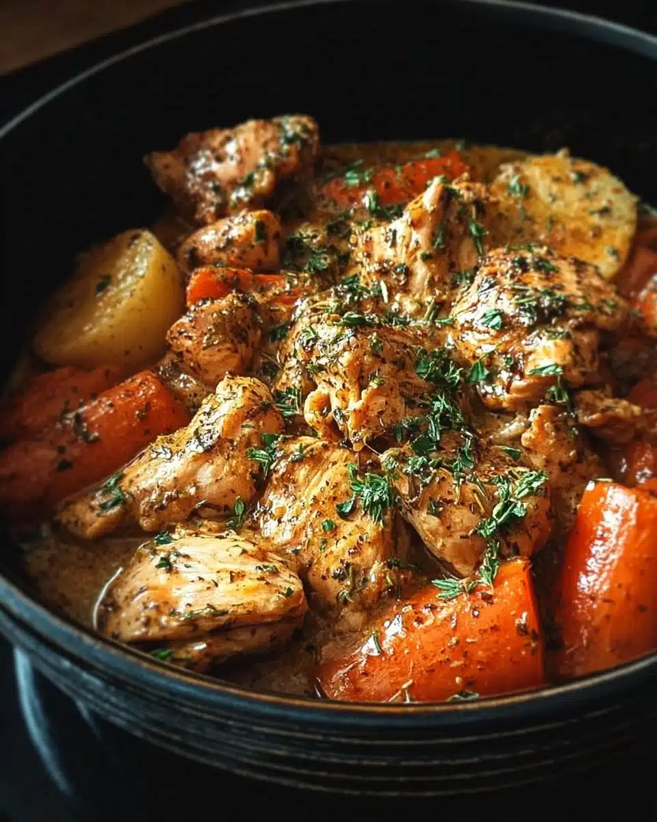 Garlic Butter Chicken cooked in a crockpot, showcasing tender and flavorful dish.