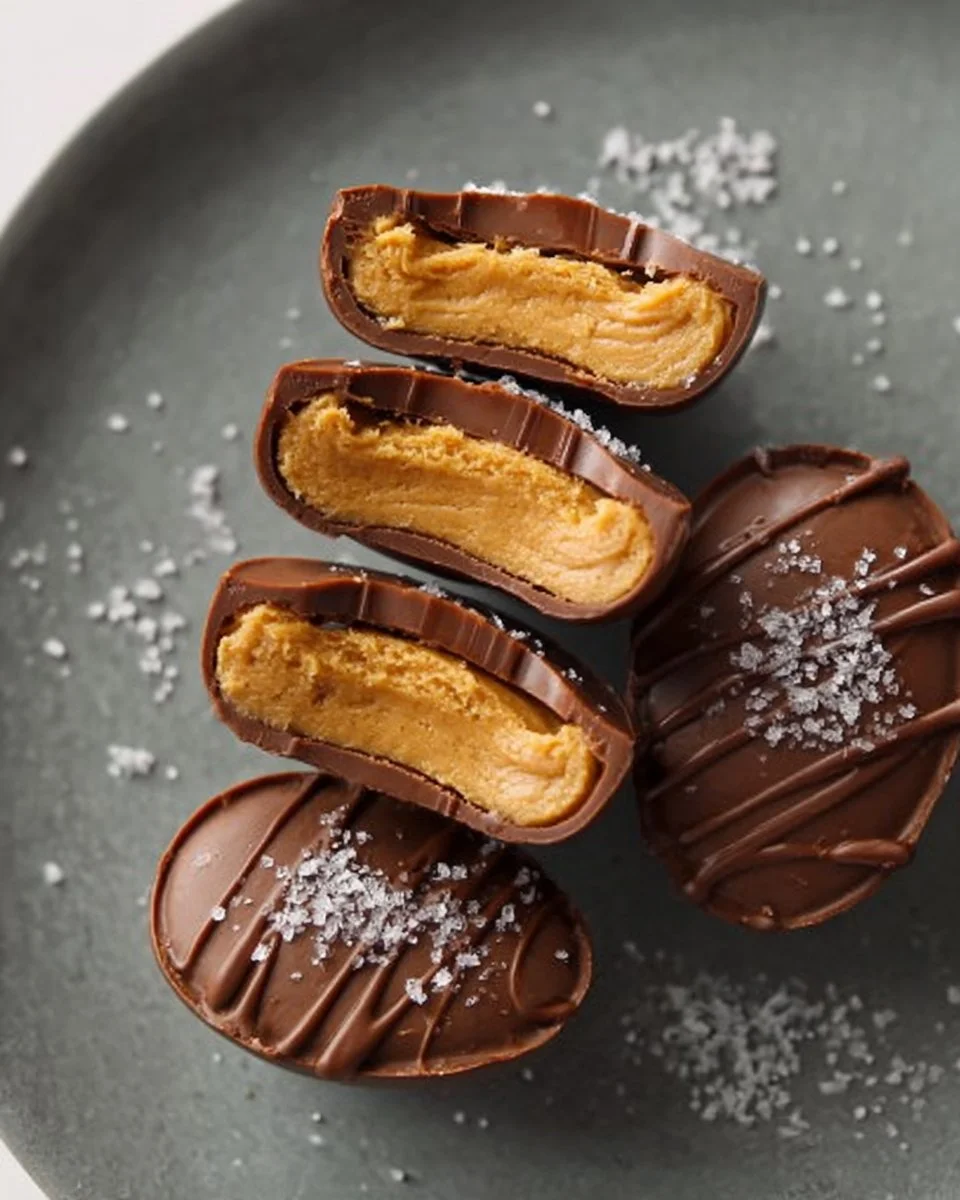 Homemade healthy peanut butter eggs prepared and arranged on a plate