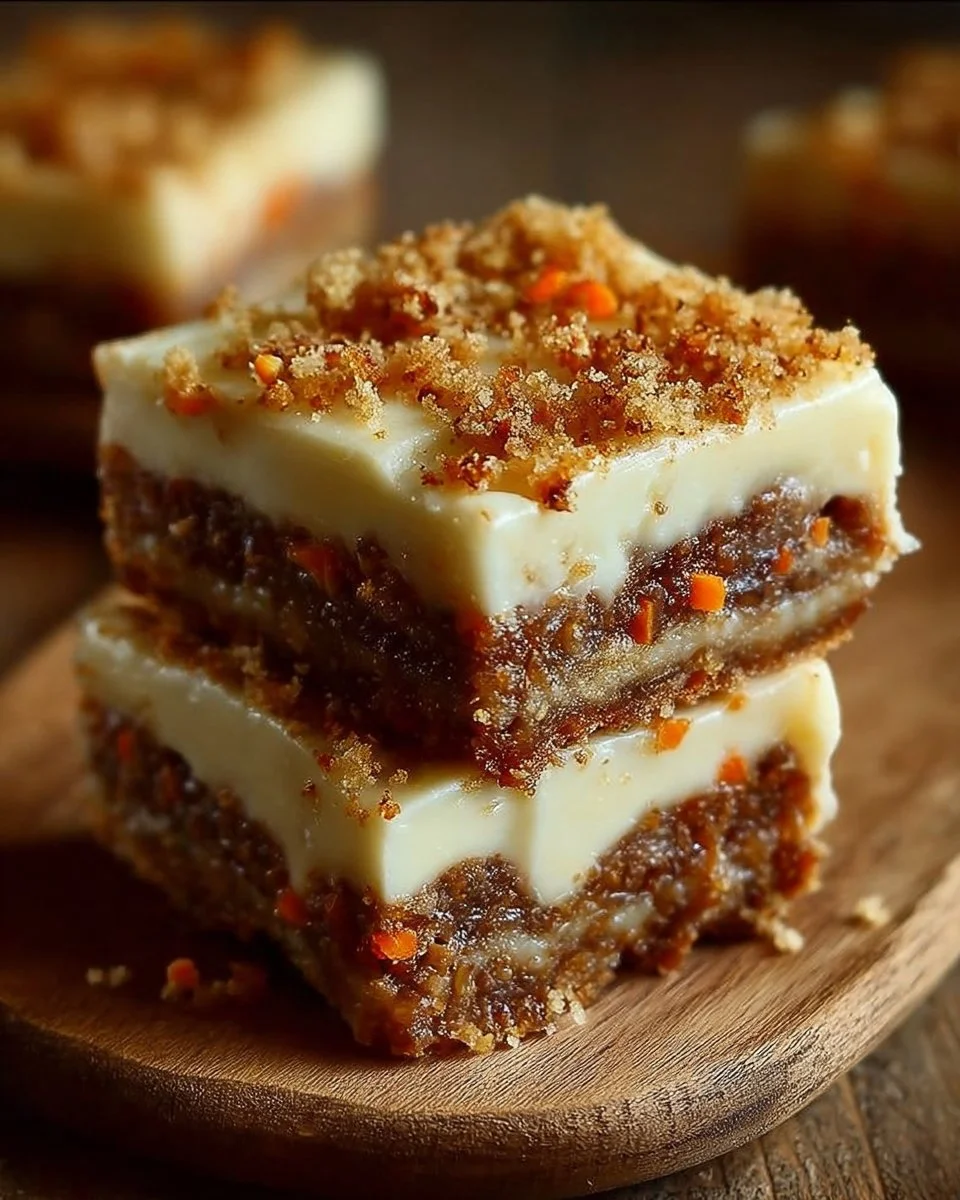 Irresistibly indulgent carrot cake cream cheese bars with frosting
