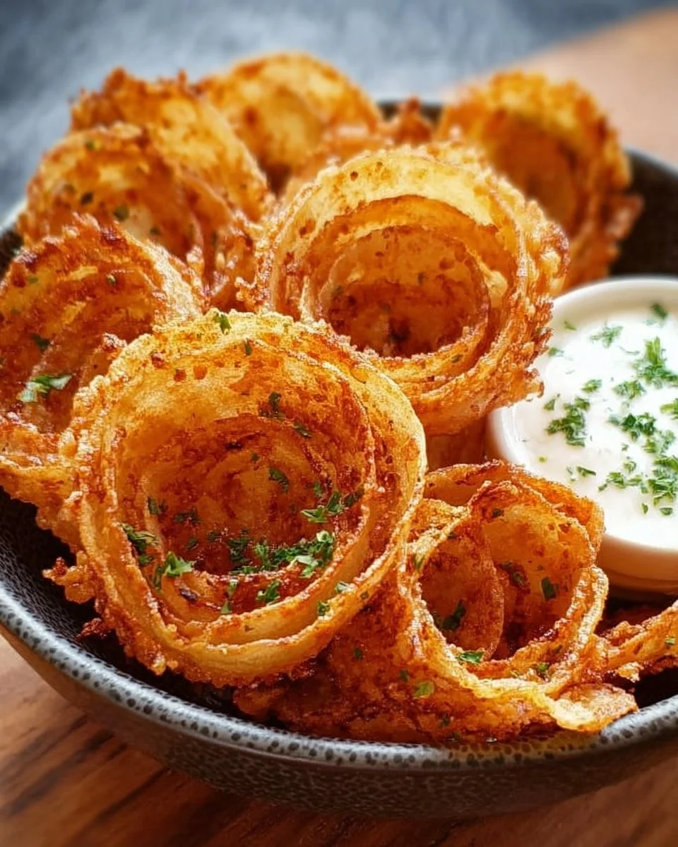 A bowl of crispy onion ring chips ready for snacking