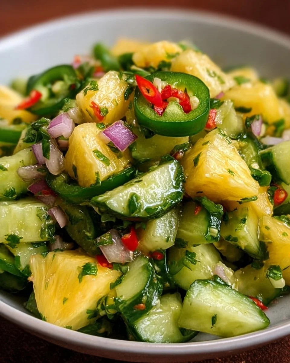 Fresh Pineapple Cucumber Salad with vibrant colors and flavors