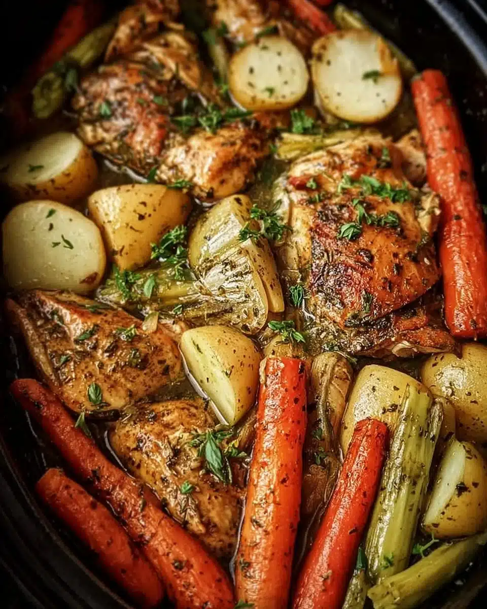 Delicious slow cooker garlic butter chicken with mixed vegetables
