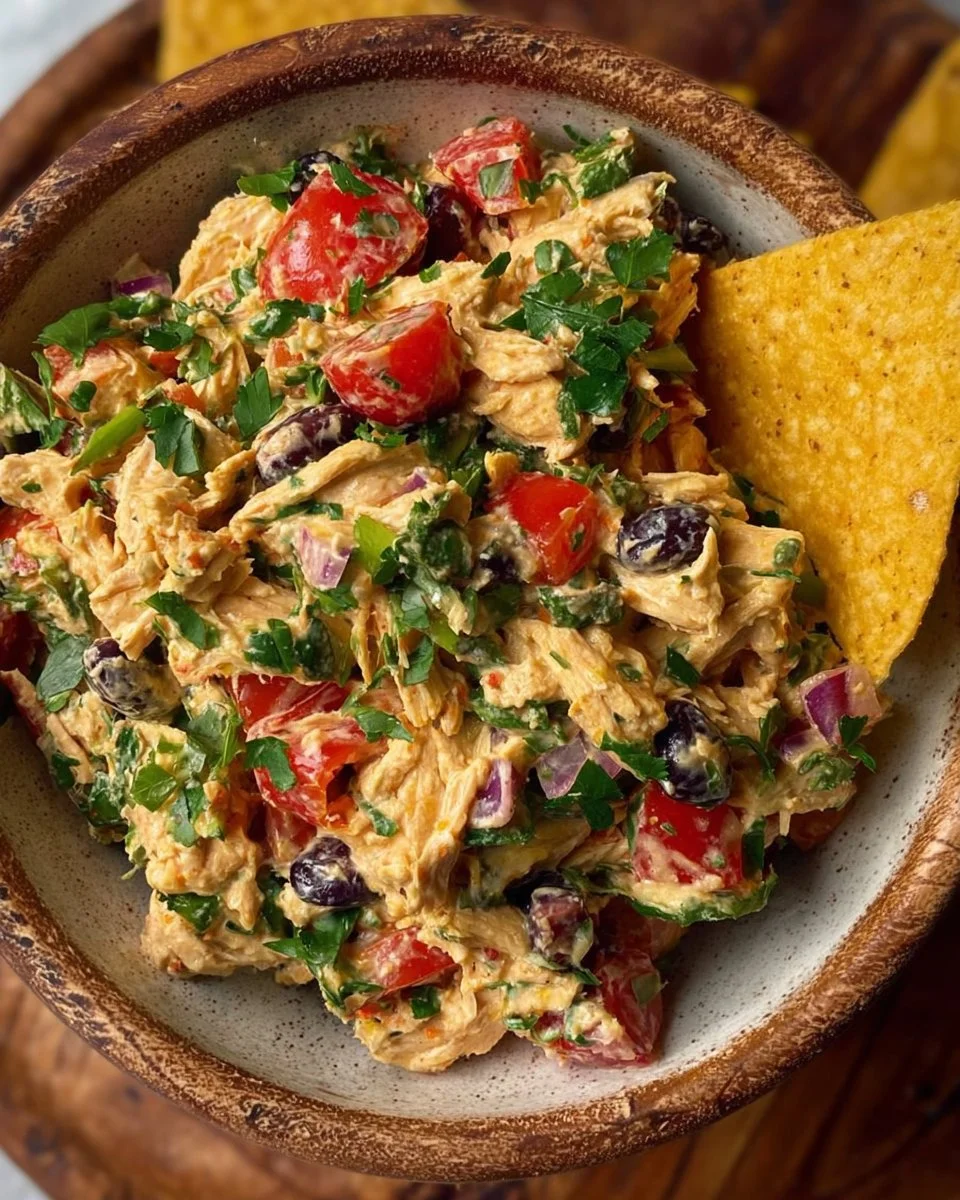 Bowl of Southwestern chicken salad with vibrant ingredients and dressing