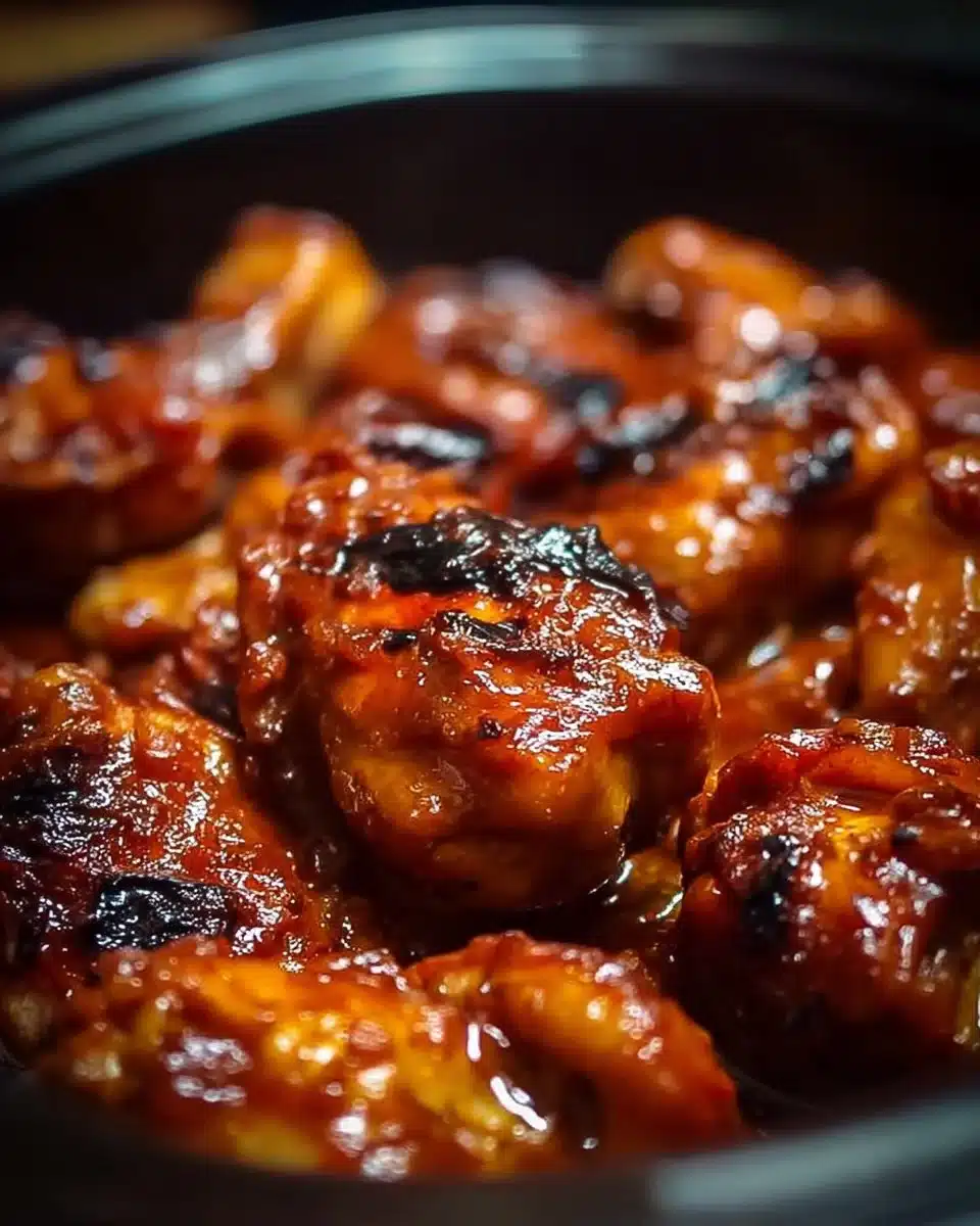 Delicious Sweet Baby Ray's Crockpot Chicken served on a plate