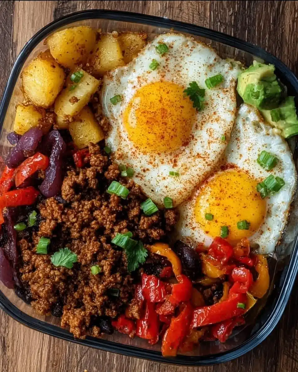 Delicious Tex-Mex protein breakfast bowls with eggs, beans, and spices