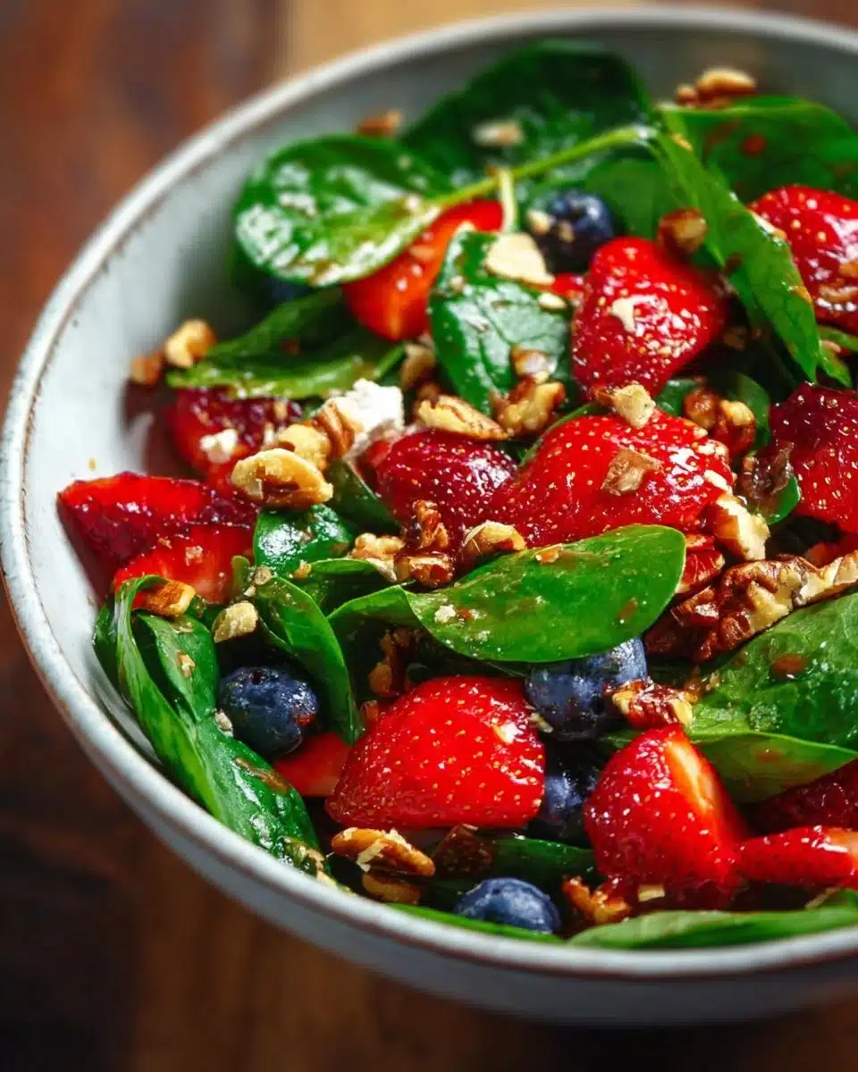 Fresh strawberry spinach salad with vibrant flavors and nutritious ingredients