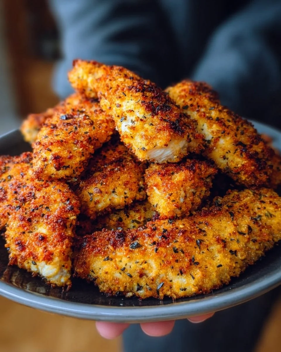 Crispy Parmesan Chicken Tenders recipe with high protein content