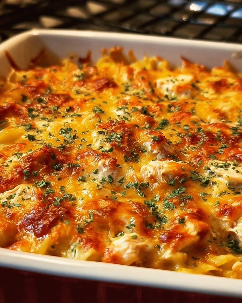 BBQ Ranch Chicken Casserole with chicken, BBQ sauce, and ranch dressing